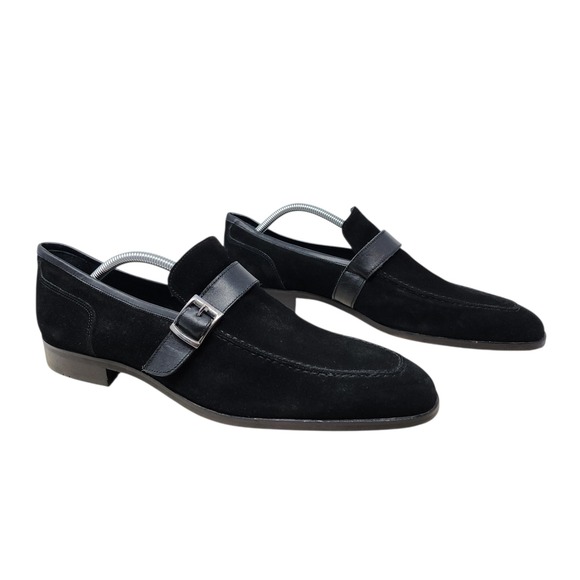 Torento Monk Strap Loafers 45 US 12 Mens Black Suede Leather Handmade Dress $329